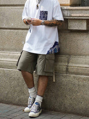 ペイズリーパッチワークポケット付き半袖Tシャツ