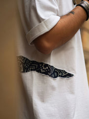 ペイズリーパッチワークポケット付き半袖Tシャツ