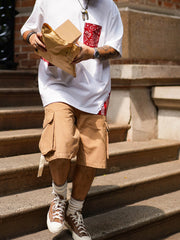 ペイズリーパッチワークポケット付き半袖Tシャツ