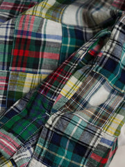 ヒャクヤ布パッチワークリラックス半袖チェックシャツ