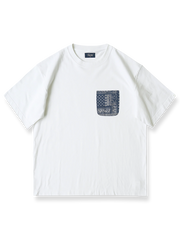 ヴィンテージ風ペイズリー柄ウォッシュ加工ポケットTシャツの全体像