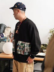 ペイズリーパッチワークヒャクヤ布インディゴ染バンダナ