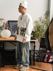 ペイズリーパッチワークヒャクヤ布インディゴ染バンダナ