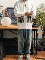 ペイズリーパッチワークヒャクヤ布インディゴ染バンダナ