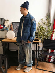 アシンメトリー構造リメイクデニムジャケット