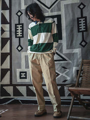 ラグビーストライプ 長袖ポロシャツ