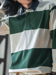 ラグビーストライプ 長袖ポロシャツ