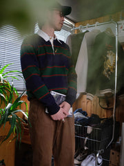 ラグビーストライプ 長袖ポロシャツ