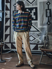 ラグビーストライプ 長袖ポロシャツ