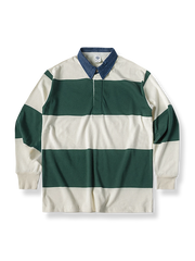 ラグビーストライプ 長袖ポロシャツ