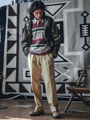 ラグビーストライプ 長袖ポロシャツ