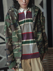 ラグビーストライプ 長袖ポロシャツ