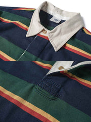 ラグビーストライプ 長袖ポロシャツ