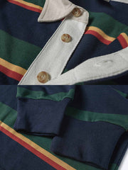 ラグビーストライプ 長袖ポロシャツ