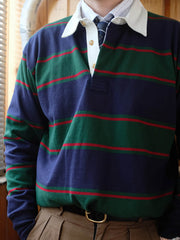 ラグビーストライプ 長袖ポロシャツ