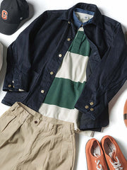 ラグビーストライプ 長袖ポロシャツ