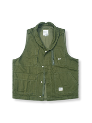 【初春感謝セール】アーミーグリーン マルチポケットワークベスト