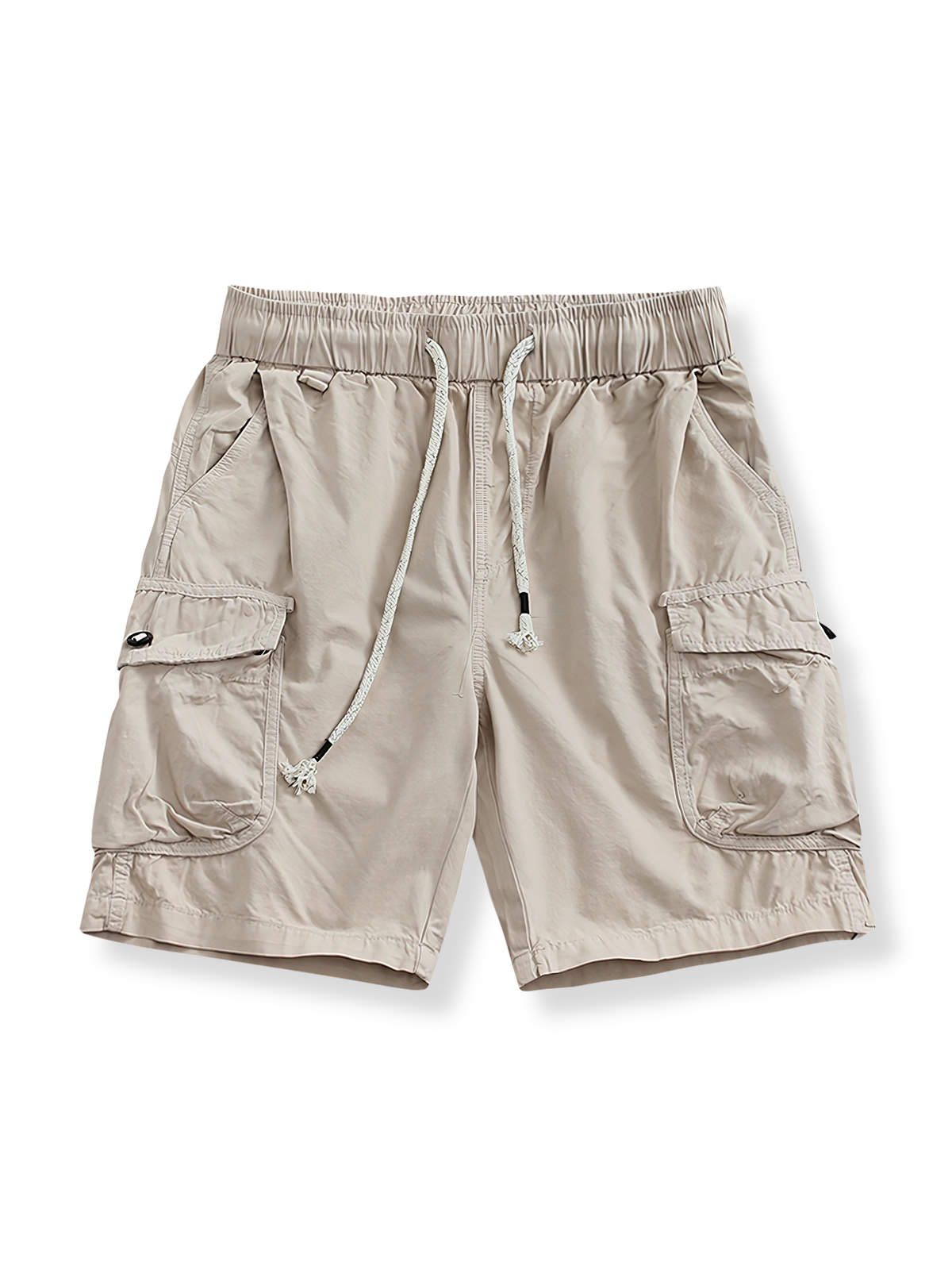 マルチポケットワークショーツの正面全体像、オレンジのスタイル。