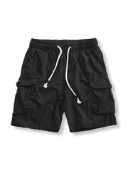 マルチポケットワークショーツの正面全体像、オレンジのスタイル。