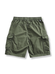 マルチポケットワークショーツの正面全体像、オレンジのスタイル。