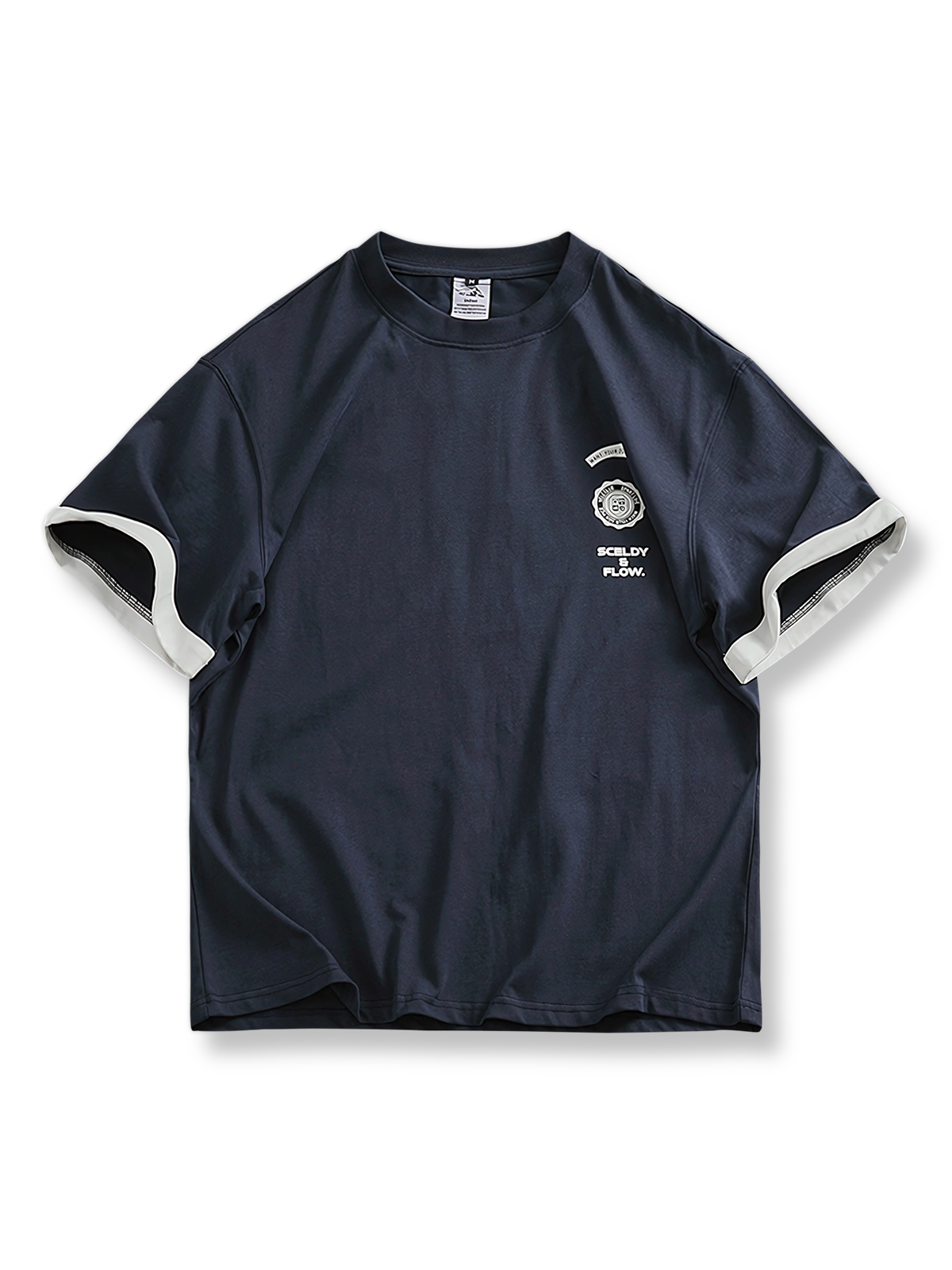 バイカラー袖口 両面プリントTシャツの正面画像