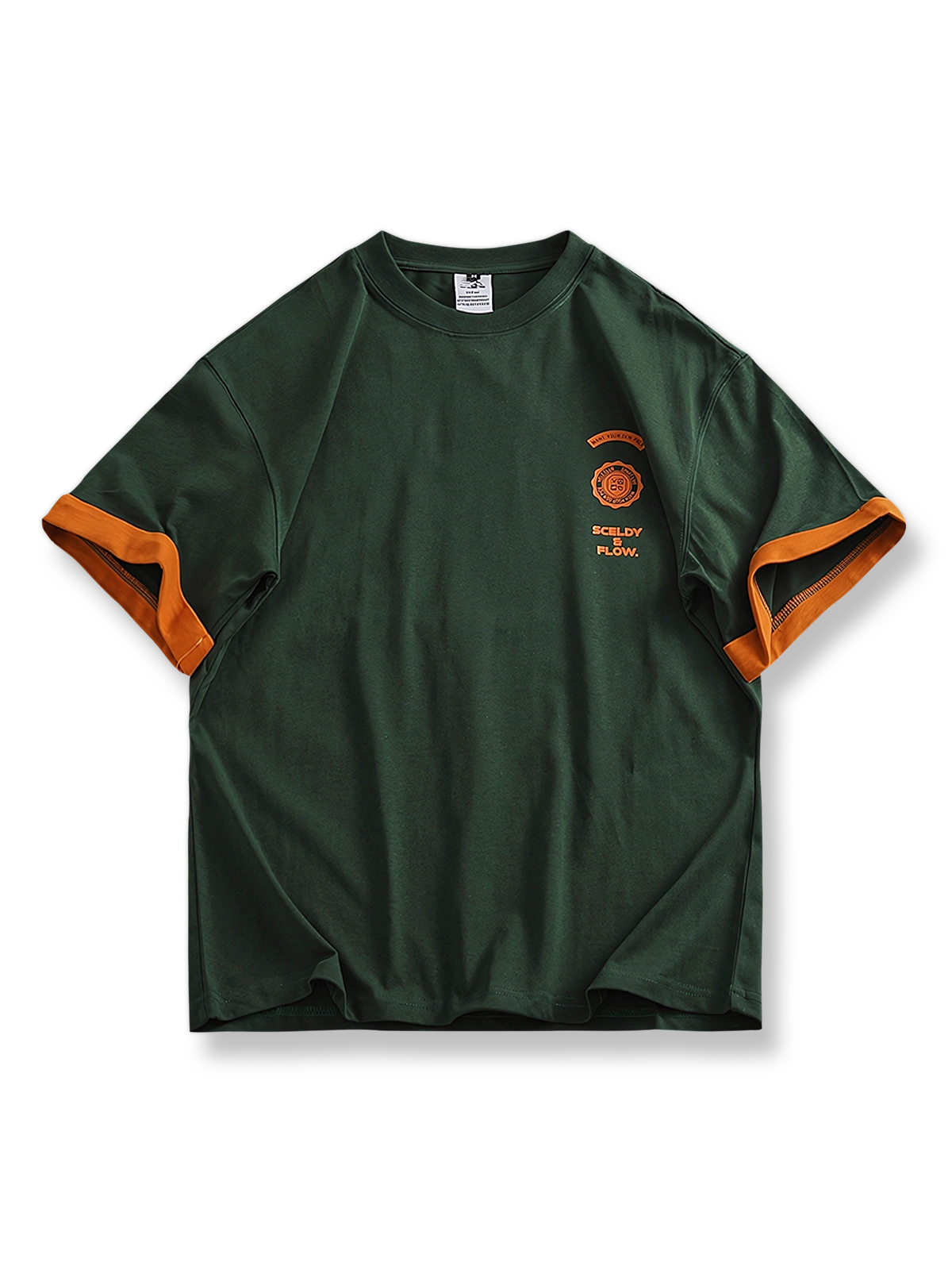 バイカラー袖口 両面プリントTシャツの正面画像