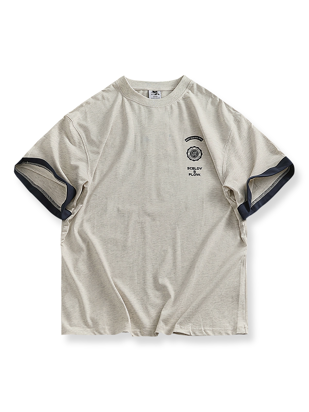 バイカラー袖口 両面プリントTシャツの正面画像