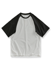 ゆったりラグランスリーブ配色Tシャツ全体図