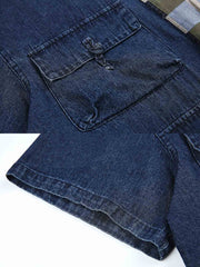 多ポケット デニム はんてん風 半袖ジャケット