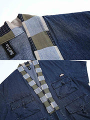 多ポケット デニム はんてん風 半袖ジャケット