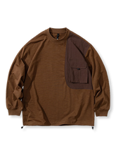 4色展開 異素材パッチワーク長袖Tシャツ