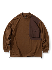 4色展開 異素材パッチワーク長袖Tシャツ