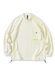 4色展開 異素材パッチワーク長袖Tシャツ