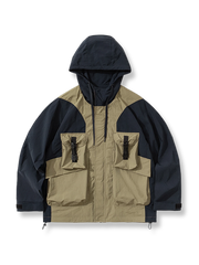 機能風配色 フード付きアウトドアジャケット