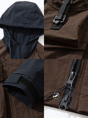 機能風配色 フード付きアウトドアジャケット