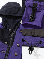 機能風配色 フード付きアウトドアジャケット