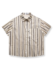 コントラスト ストライプ 半袖シャツ