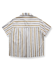 コントラスト ストライプ 半袖シャツ