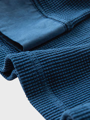 藍染ワッフルドロップショルダーフード付きパーカー