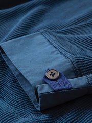 藍染ワッフルドロップショルダーフード付きパーカー