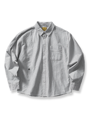 ストライプ柄オックスフォードシャツの平置き画像