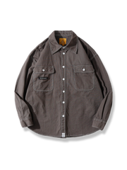 3色 無地ポケット デニムシャツ