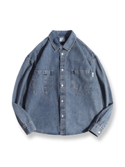 ウォッシュド デニム長袖シャツ
