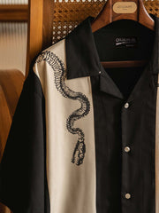 詳細画像:シャツの蛇骨プリントディテール図