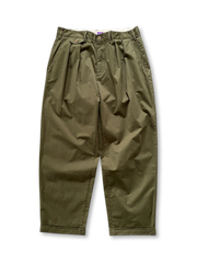 ダブルプリーツ ワイドテーパードパンツ