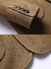 ヘリンボーン手作りウールスーツジャケット