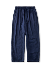 藍染め コットン リネン スラックス