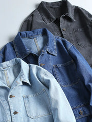 ウォッシュデニム マルチポケットジャケット