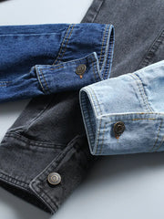 ウォッシュデニム マルチポケットジャケット