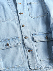 ウォッシュデニム マルチポケットジャケット